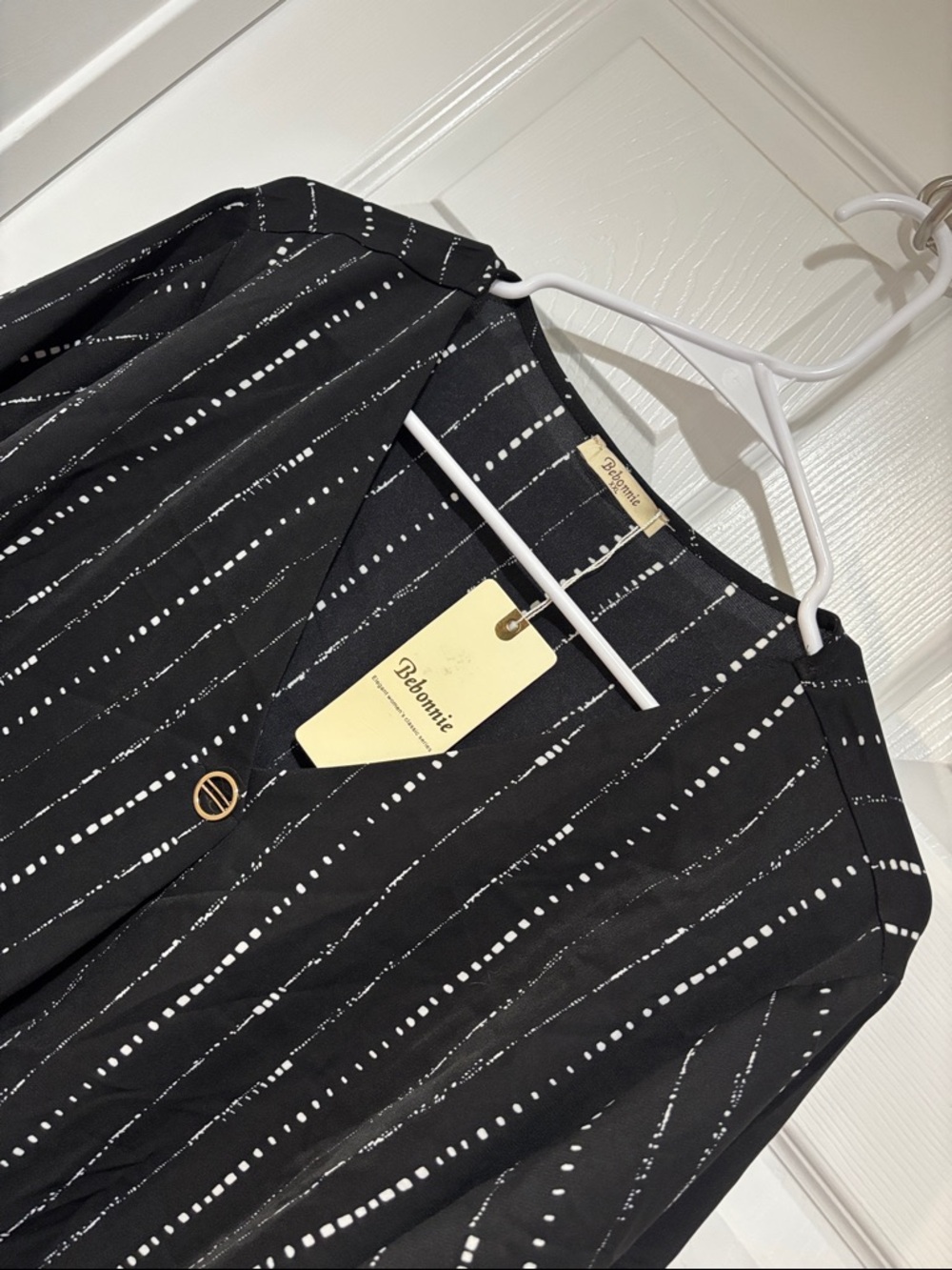 BEBONNIE NWT Black Striped Women's Boho Top